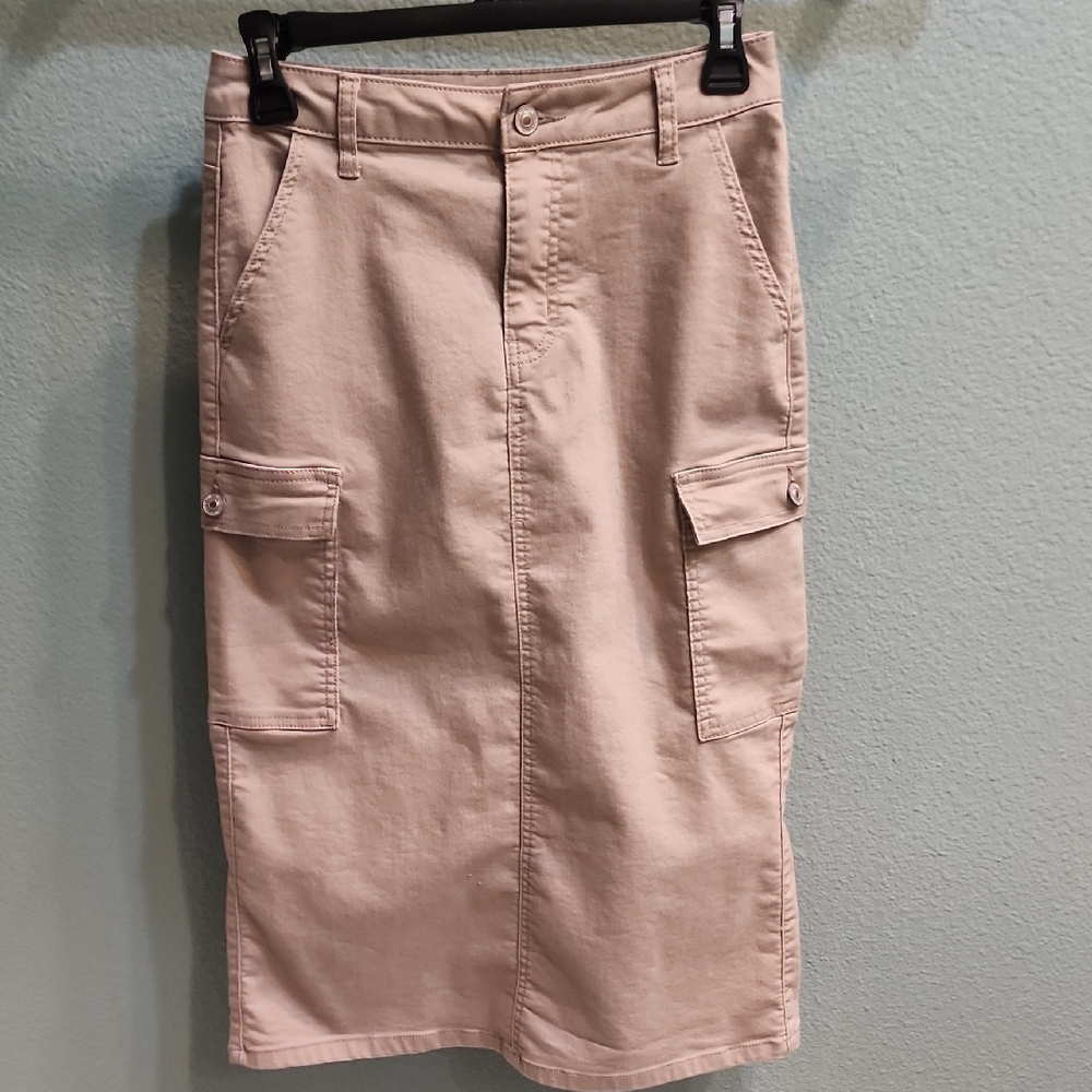 Wax Jean Denim Pencil Skirt Tan /  Khaki Women's Small